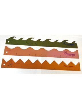 Creative Memories Borderlines Rulers Set Of 3 - Wave Curve Zig-Zag - Made In USA